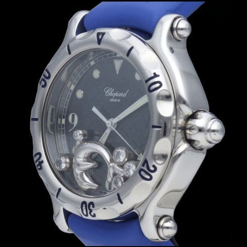 Montre Chopard Happy Sport - Montre femme Dolphin Diamond en acier 58 Facettes MT39686