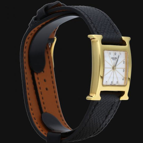 Montre Hermès Heure H - Montre femme quartz en plaqué or 58 Facettes MT43498