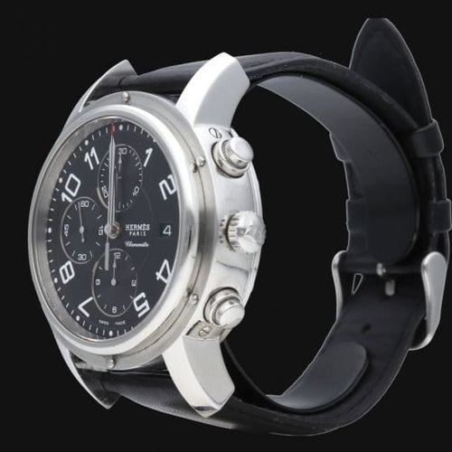 Montre Hermès Clipper - Montre chronographe automatique en acier 58 Facettes MT44640