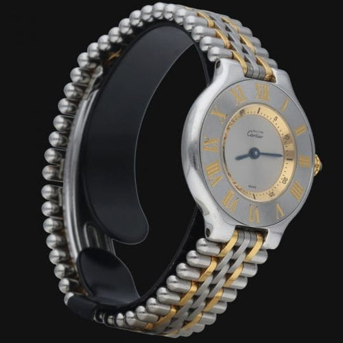 Montre Cartier Must 21 - Montre femme quartz 28 mm or jaune et acier 58 Facettes MT40184