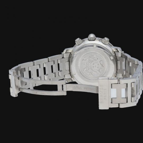 Montre Hermès Clipper - Montre chronographe à quartz en acier 58 Facettes MT40221