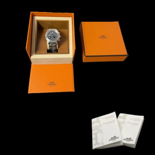Montre Hermès Clipper - Montre chronographe à quartz en acier 58 Facettes MT40221