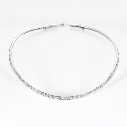 Collier Collier torque en or gris 750‰ pavé de diamants 58 Facettes 250176