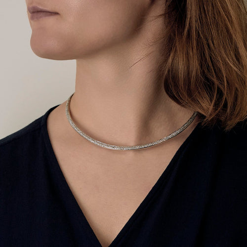 Collier Collier torque en or gris 750‰ pavé de diamants 58 Facettes 250176