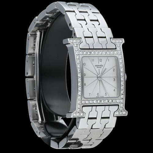 Montre Hermès Heure H - Montre femme quartz en acier, lunette diamants 58 Facettes MT41665