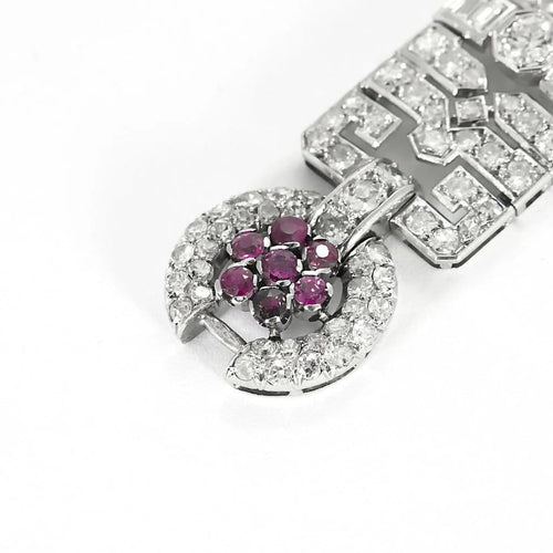 Bracelet Bracelet Art Déco, platine, diamants et rubis 58 Facettes 250257
