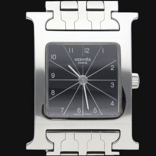 Montre Hermès Heure H - Montre femme en acier, cadran noir 58 Facettes MT42166
