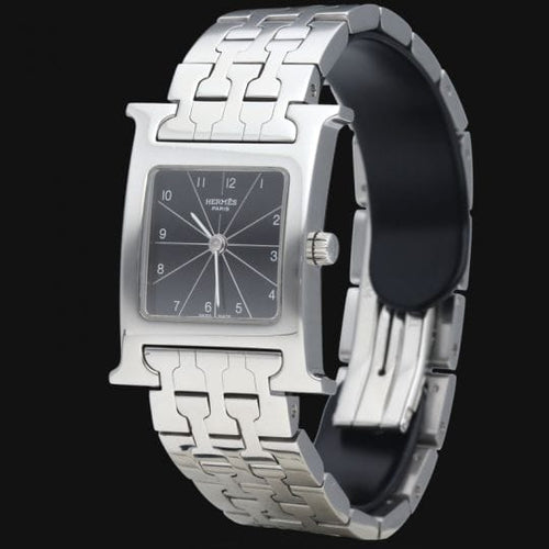 Montre Hermès Heure H - Montre femme en acier, cadran noir 58 Facettes MT42166