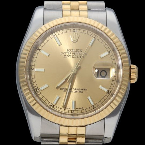 Montre Rolex Datejust - Montre 36 mm en or jaune et acier 58 Facettes MT42522
