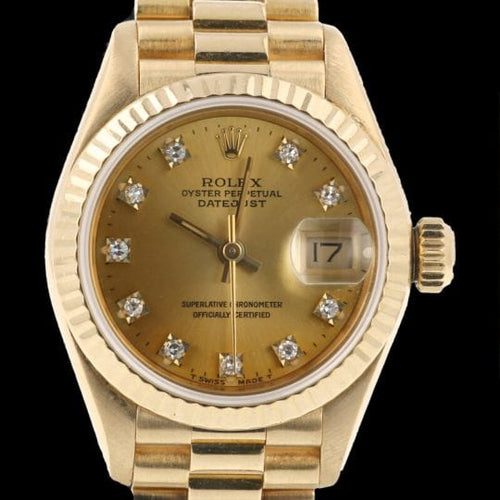 Montre Rolex Datejust - Montre Lady 26 mm en or jaune avec diamants 58 Facettes MT42418