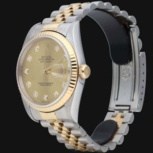 Montre Rolex Datejust - Montre 36 mm en or jaune et acier avec diamants 58 Facettes MT42528