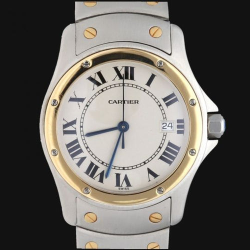 Montre Cartier Santos Ronde - Montre quartz en or jaune et acier 58 Facettes MT42873