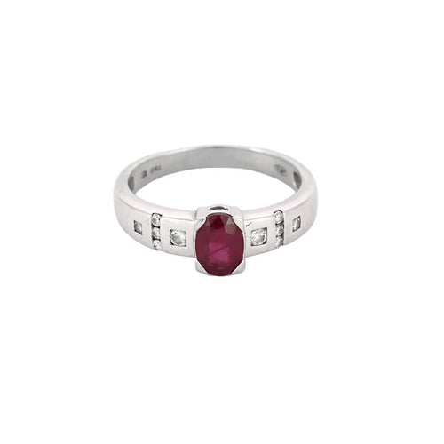 Bague 56.5 Bague or blanc, rubis et diamants 58 Facettes B250459