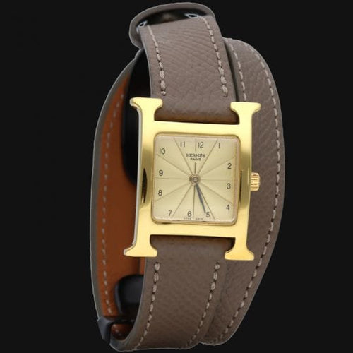 Montre Hermès Heure H - Montre femme à quartz 25 mm plaquée or 58 Facettes MT43495