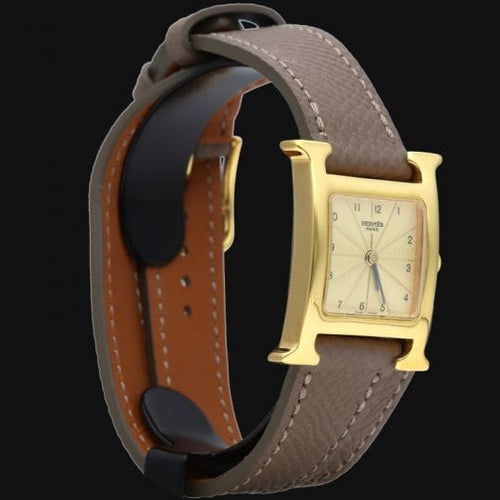 Montre Hermès Heure H - Montre femme à quartz 25 mm plaquée or 58 Facettes MT43495