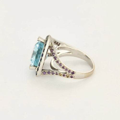 Bague 54.5 Mauboussin  Tellement Subtile pour Toi bague en or blanc, aigue marine, saphirs et améthyste 58 Facettes B250515