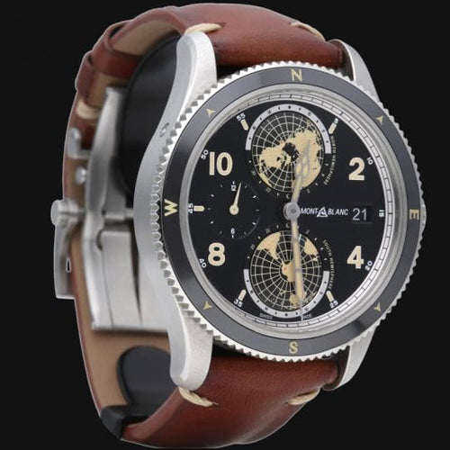 Montre Montblanc 1858 Geosphere - Montre automatique homme en acier 58 Facettes MT44313