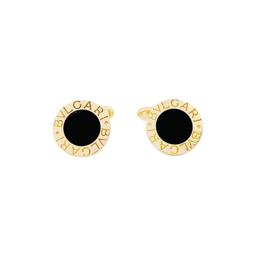 Boutons de manchette Boutons de manchette Bulgari "BULGARI BULGARI", or jaune et onyx. 58 Facettes 35246