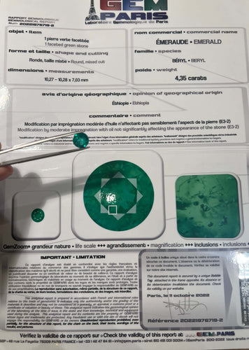 Bague 54 Bague émeraude d’Éthiopie 4,35 ct et diamants en or jaune 18 carats 58 Facettes BEM42