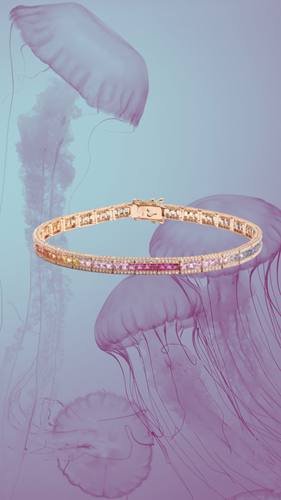 Bracelet Bracelet tennis en or rose 18 carats, saphirs et diamants 58 Facettes BRA92