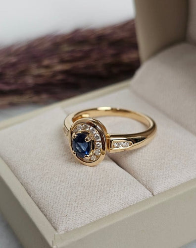 Bague 53 Bague saphir et diamants en or jaune 18 carats 58 Facettes 709