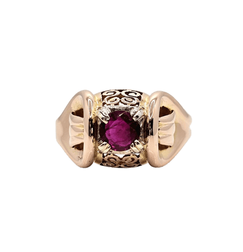 Bague 55 Bague dôme rubis composite en or rose 18 carats 58 Facettes 674
