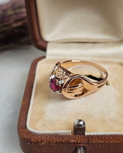 Bague 55 Bague dôme rubis composite en or rose 18 carats 58 Facettes 674