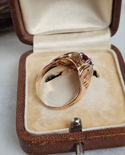 Bague 55 Bague dôme rubis composite en or rose 18 carats 58 Facettes 674