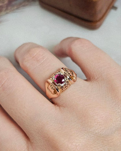 Bague 55 Bague dôme rubis composite en or rose 18 carats 58 Facettes 674