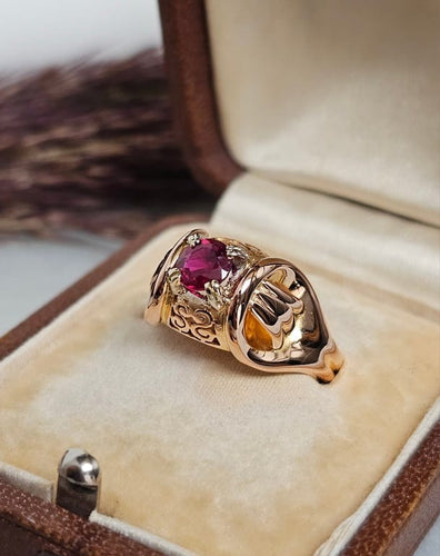 Bague 55 Bague dôme rubis composite en or rose 18 carats 58 Facettes 674