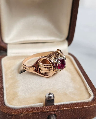 Bague 55 Bague dôme rubis composite en or rose 18 carats 58 Facettes 674