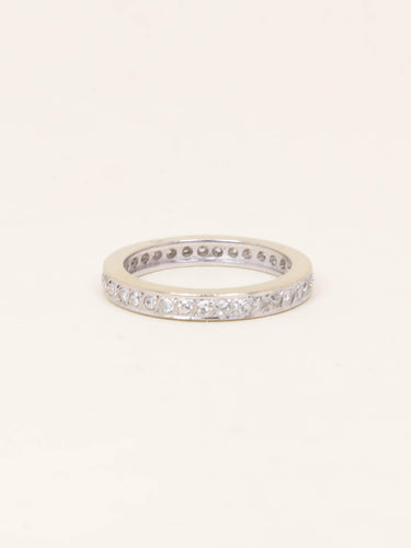 Bague 48 Alliance tour complet or blanc diamants 0,50 carat 58 Facettes 1199.6