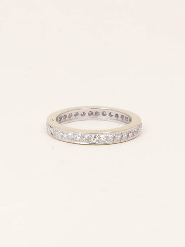 Bague 48 Alliance tour complet or blanc diamants 0,50 carat 58 Facettes 1199.6