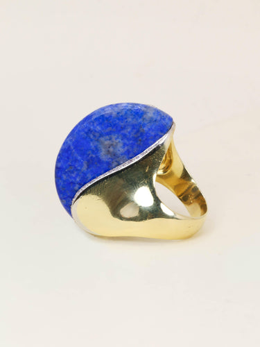 Bague 50 Bague cocktail or jaune lapis lazuli diamants 58 Facettes CAN 3