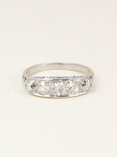 Bague 51.5 Bague jarretière platine diamants taille ancienne 58 Facettes 1164.1