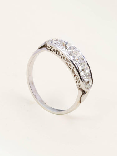 Bague 51.5 Bague jarretière platine diamants taille ancienne 58 Facettes 1164.1