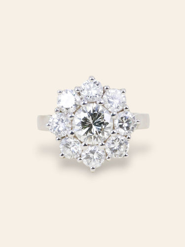 Bague 54 Bague marguerite or blanc diamants 3,90 carats 58 Facettes 1259.4