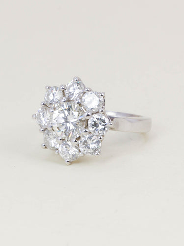Bague 54 Bague marguerite or blanc diamants 3,90 carats 58 Facettes 1259.4
