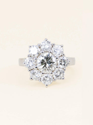 Bague 54 Bague marguerite or blanc diamants 3,90 carats 58 Facettes 1259.4