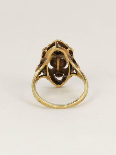Bague 47 Bague marquise Art Nouveau or jaune perle fine diamants 58 Facettes 1260
