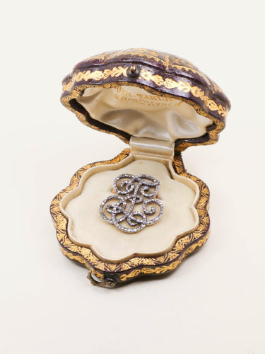 Broche BOIN TABURET Broche monogramme E.T diamants taille rose 58 Facettes 1210.6