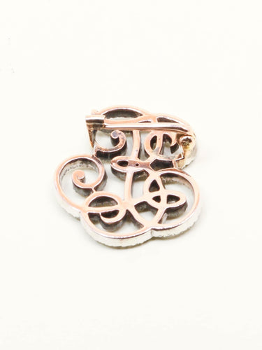 Broche BOIN TABURET Broche monogramme E.T diamants taille rose 58 Facettes 1210.6