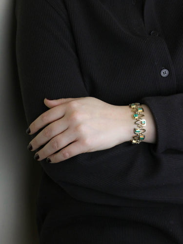 Bracelet Bracelet vintage or jaune émeraudes 5,5 carats 58 Facettes 1262.2