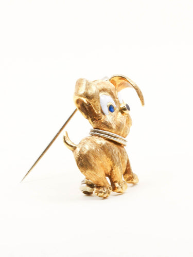 Broche Broche vintage chien or jaune email 58 Facettes 1211.6