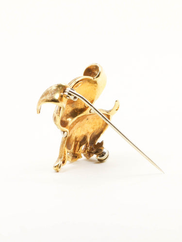 Broche Broche vintage chien or jaune email 58 Facettes 1211.6