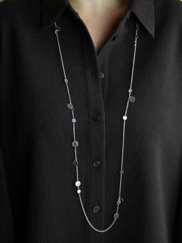 Collier HERMES Sautoir Ex-libris argent or rose 58 Facettes 1218.6