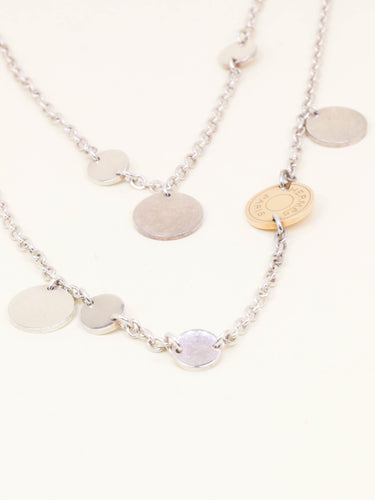 Collier HERMES Sautoir Ex-libris argent or rose 58 Facettes 1218.6