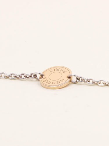 Collier HERMES Sautoir Ex-libris argent or rose 58 Facettes 1218.6