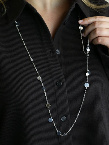 Collier HERMES Sautoir Ex-libris argent or rose 58 Facettes 1218.6