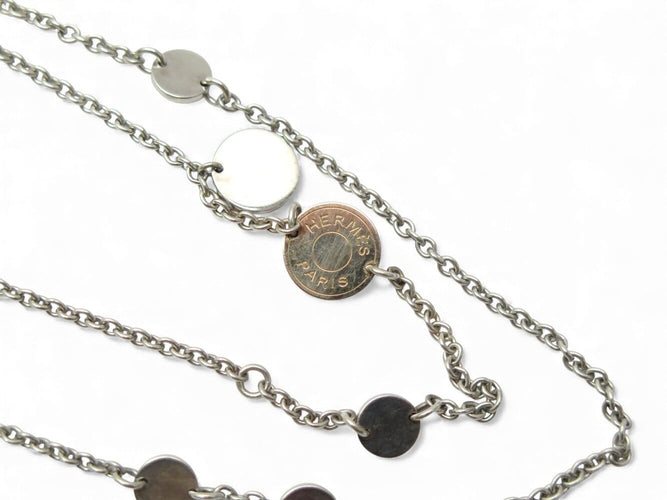 Collier collier HERMES sautoir confettis ex-libris en argent 925 or jaune 58 Facettes 271754